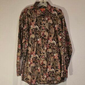 TALLIA Men's Long Sleeve Paisley Shirt - LARGE